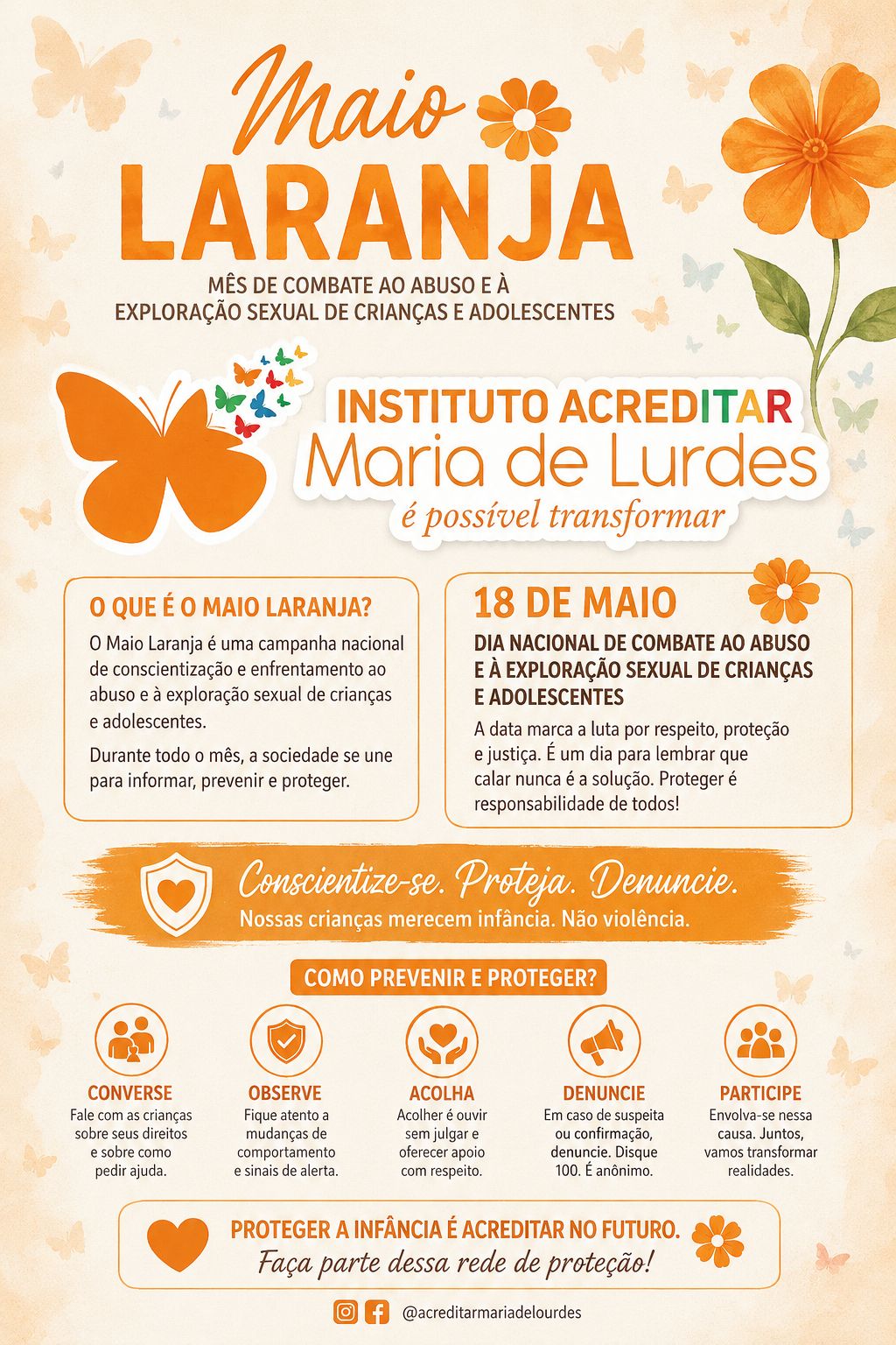 Instituto Acreditar Maria de Lurdes de Tailândia (PA) apoia campanha contra abuso de crianças e adolescentes